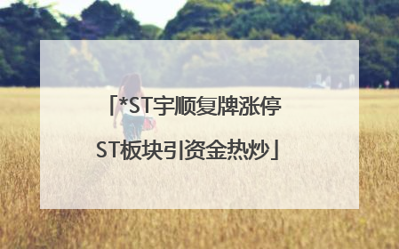 *ST宇顺复牌涨停 ST板块引资金热炒