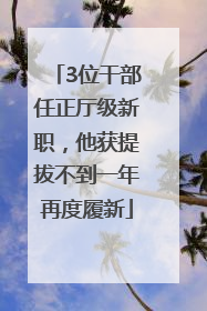 3位干部任正厅级新职，他获提拔不到一年再度履新