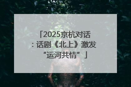 2025京杭对话：话剧《北上》激发“运河共情”