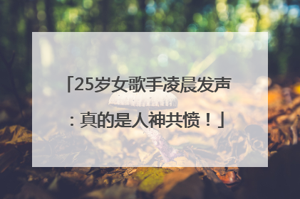 25岁女歌手凌晨发声：真的是人神共愤！